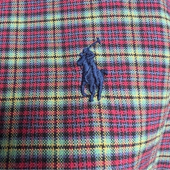 Ralph Lauren Men’s Oxford Blue Label Button Down Shirt Red Green Plaid, Small - Picture 5 of 11